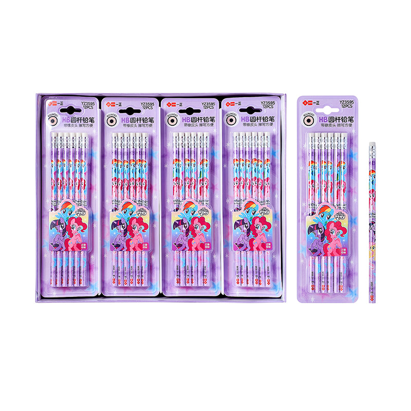 YZ3595 My Little Pony HB Eraser Round Pencil Blister