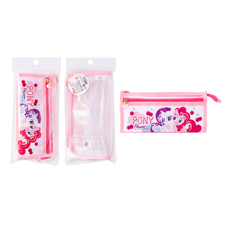 YZ7896 My Little Pony Double-Layer Triangular Mesh Pencil Case (Pink)
