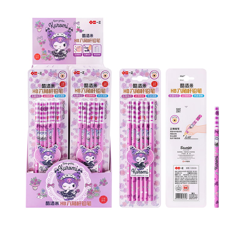 YZ8039 Kuromi HB Stick-Top Hexagonal Pencil (Blister Card Pack)