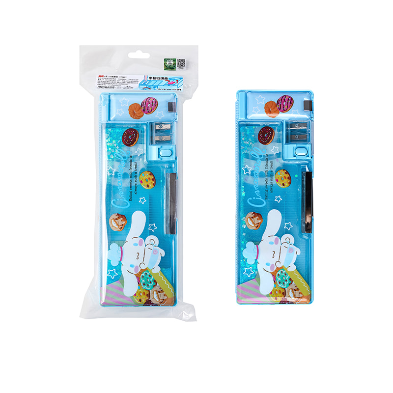 YZ9657 Big Ear Dog Quicksand Double-Layer Pencil Case