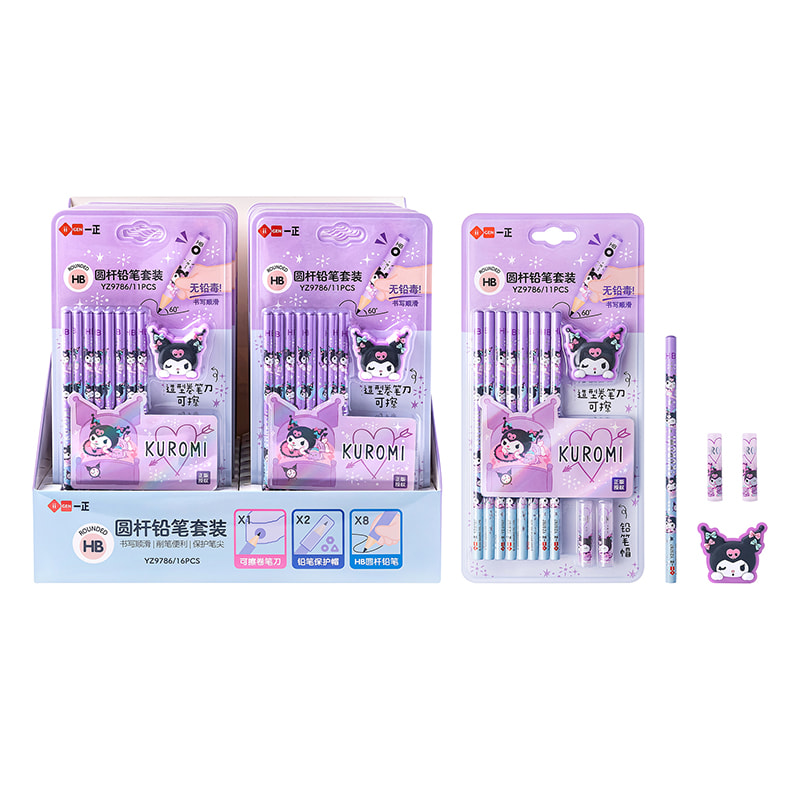 YZ9786 Kuromi HB Stick-Top Round Pencil Set
