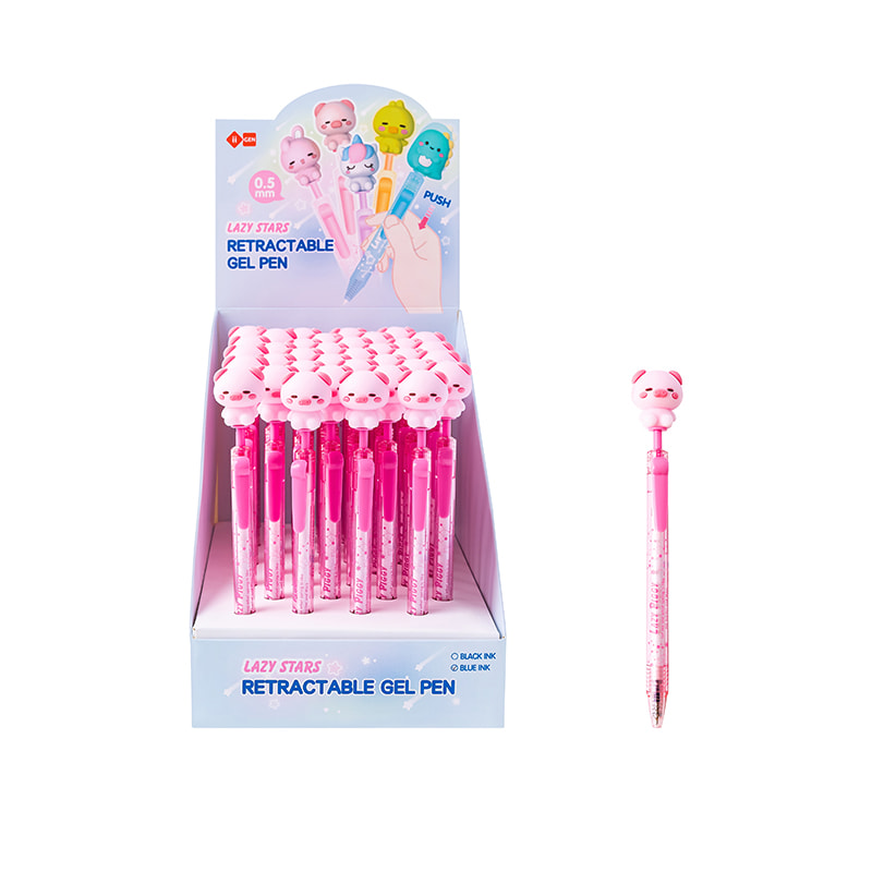 IG3715 Pink Pig Side-Click Gel Pen (Blue)