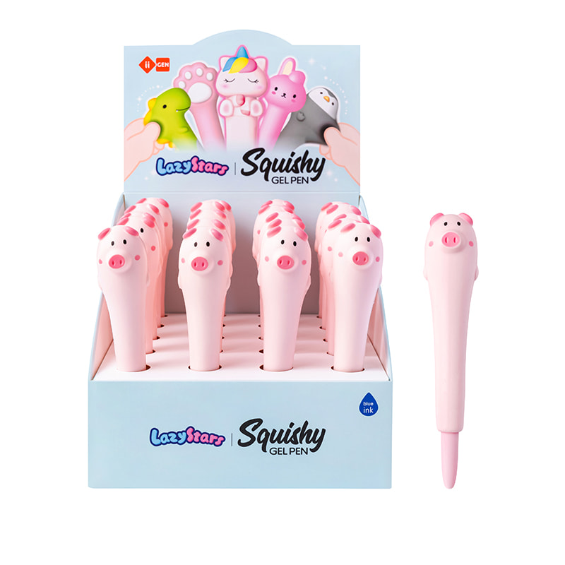 IG3725 Pink Pig Stress Relief Gel Pen (Blue)